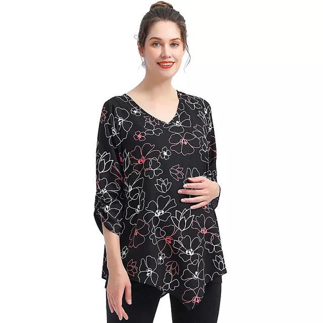 Maternity Pokkori Nursing Layered Ruched-Sleeve Blouse, Womens Product Image