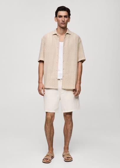 MANGO MAN - Openwork knitted shirt sandMen Product Image