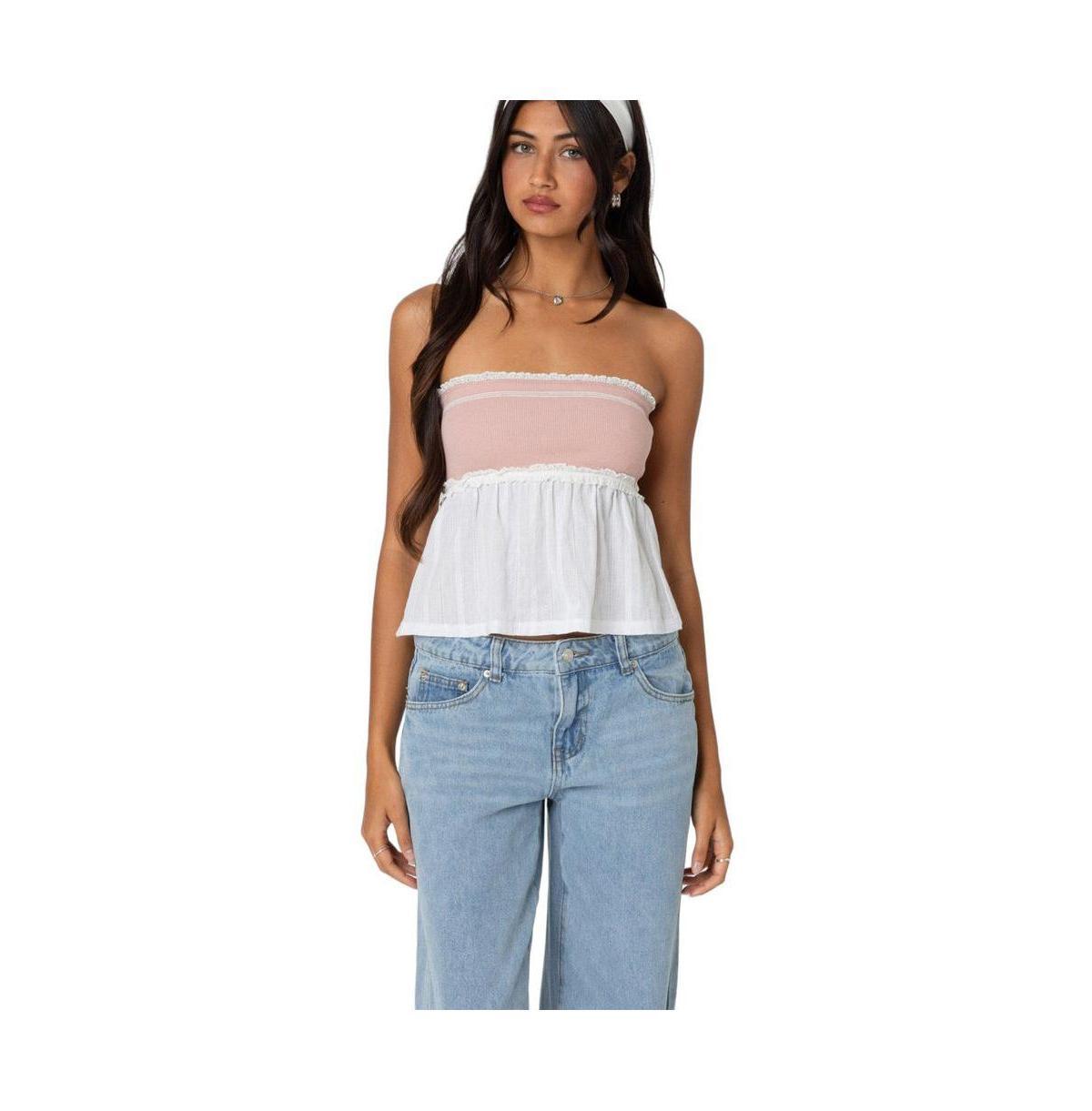 Edikted Womens Rena Ribbed Peplum Tube Top product image