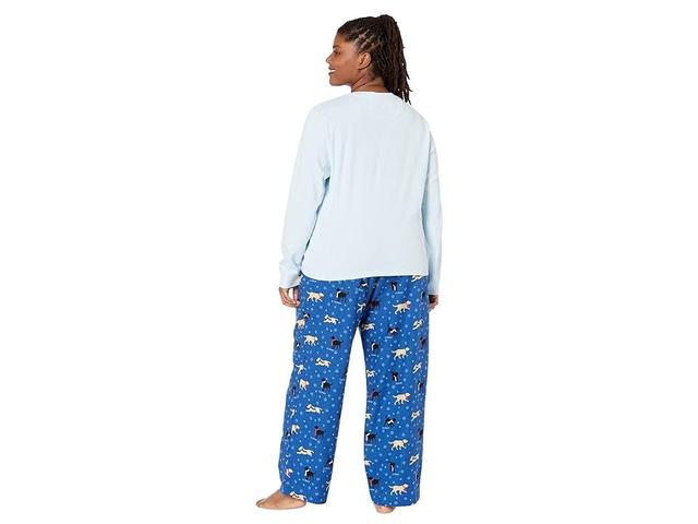 L.L.Bean Plus Size Cozy Pajama Set Print (Bright Blue Dog) Women's Pajama Sets Product Image