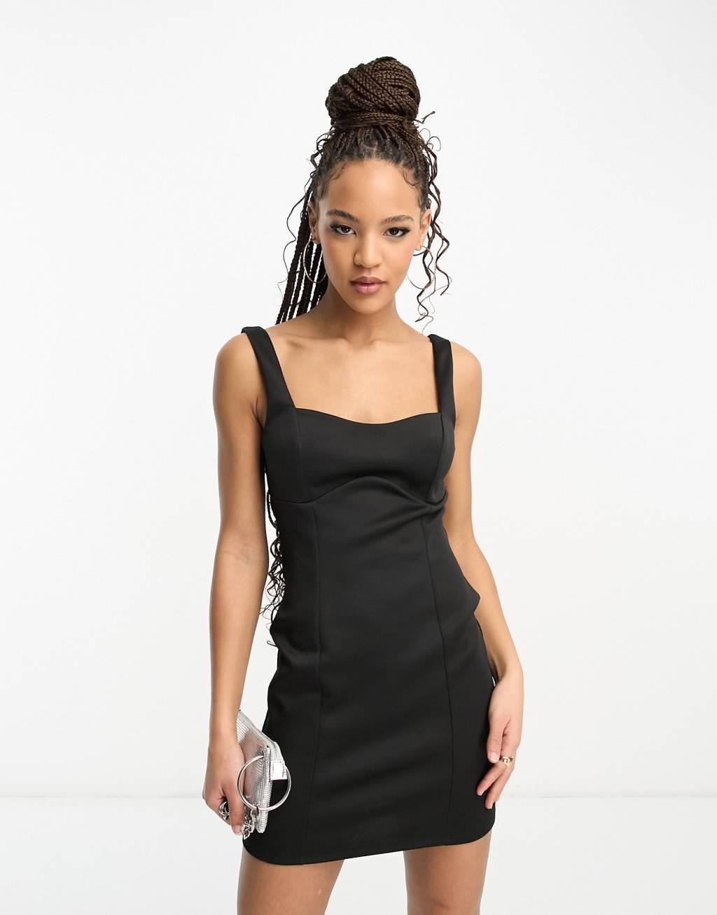 Miss Selfridge seam detail bodycon mini dress in black  Product Image