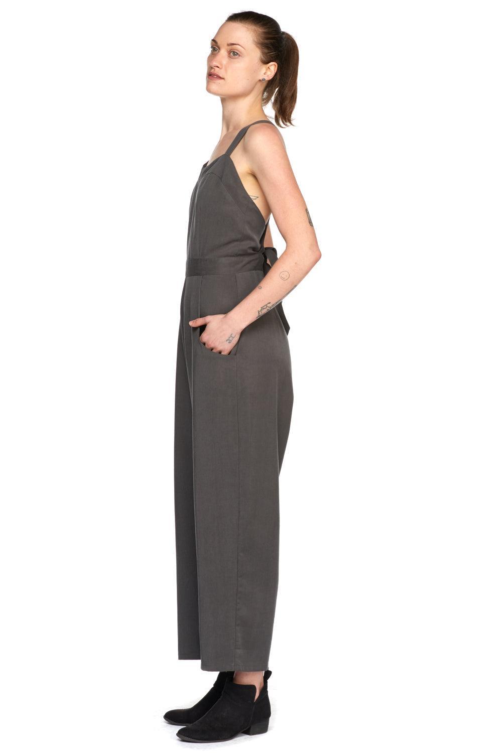 Yolked Juniper Jumpsuit in Black Brushed Cotton Product Image