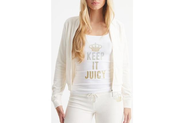 Juicy Couture Heritage Mock Neck Track Jacket with Back Graphic (Angel) Women's Clothing Product Image