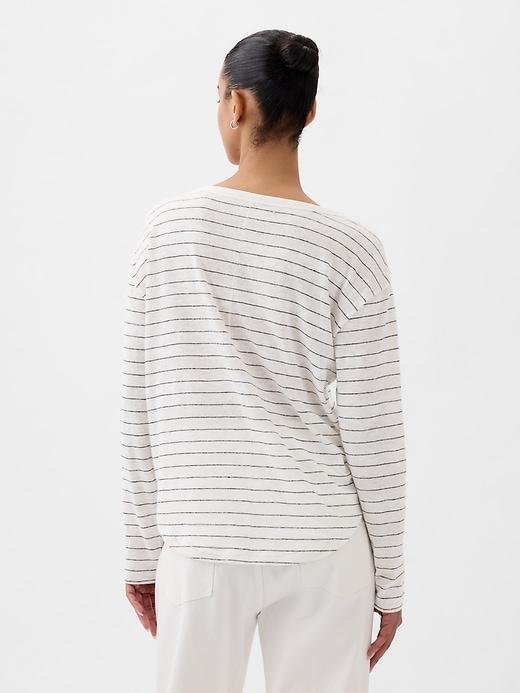 Linen-Blend Boatneck T-Shirt Product Image