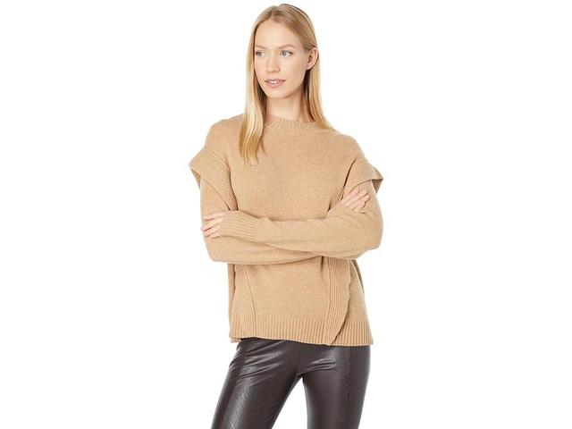 BCBGMAXAZRIA Ruffle Sweater (Camel) Women's Clothing Product Image