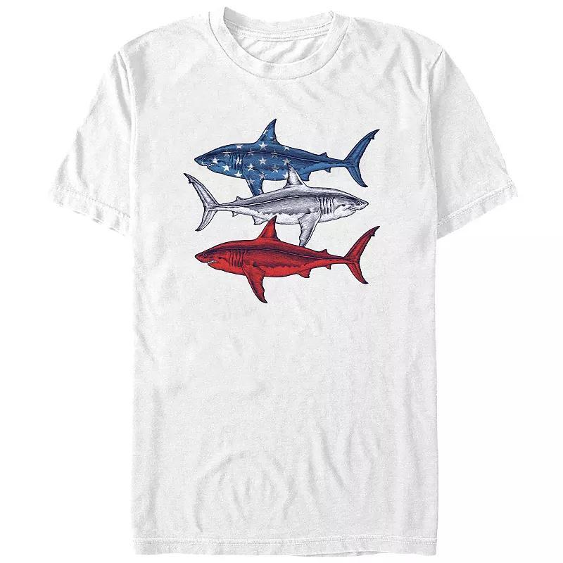 Big & Tall Red And Blue Sharks Graphic Tee, Mens Product Image