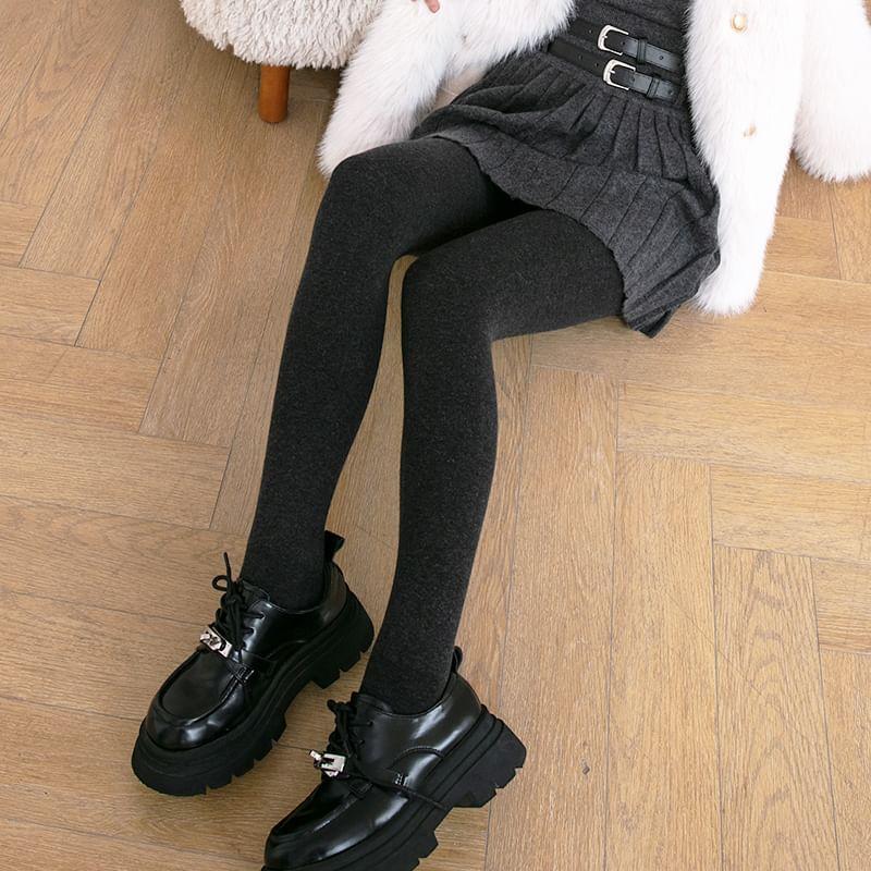 Plain Fleece-Lined Opaque Tights Product Image