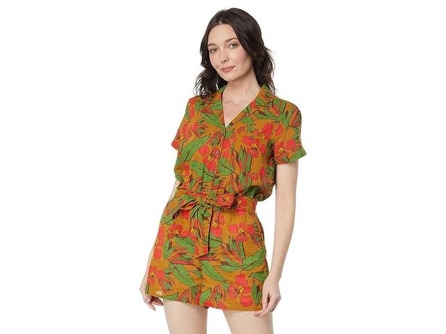 Toad&Co Camp Cove Short Sleeve Romper (Kelp Aloha Print) Women's Jumpsuit & Rompers One Piece Product Image