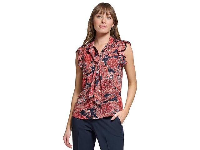 Tommy Hilfiger Sleeveless Blouse with Tie (Midnight Samba) Women's Clothing Product Image