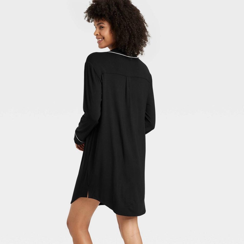 Women's Cloud Knit Notch Collar Long Sleeve NightGown - Auden™ Product Image