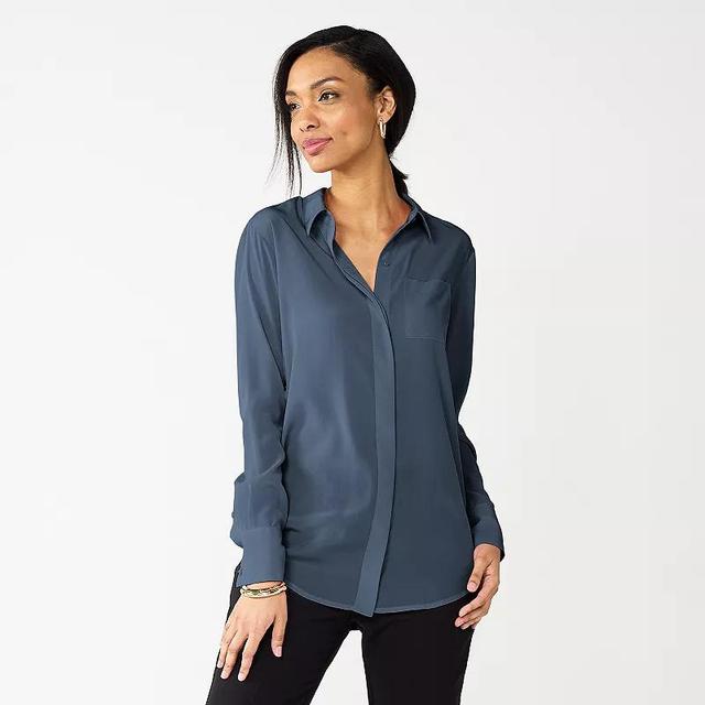 Womens Nine West Drapey Button Down Shirt Product Image