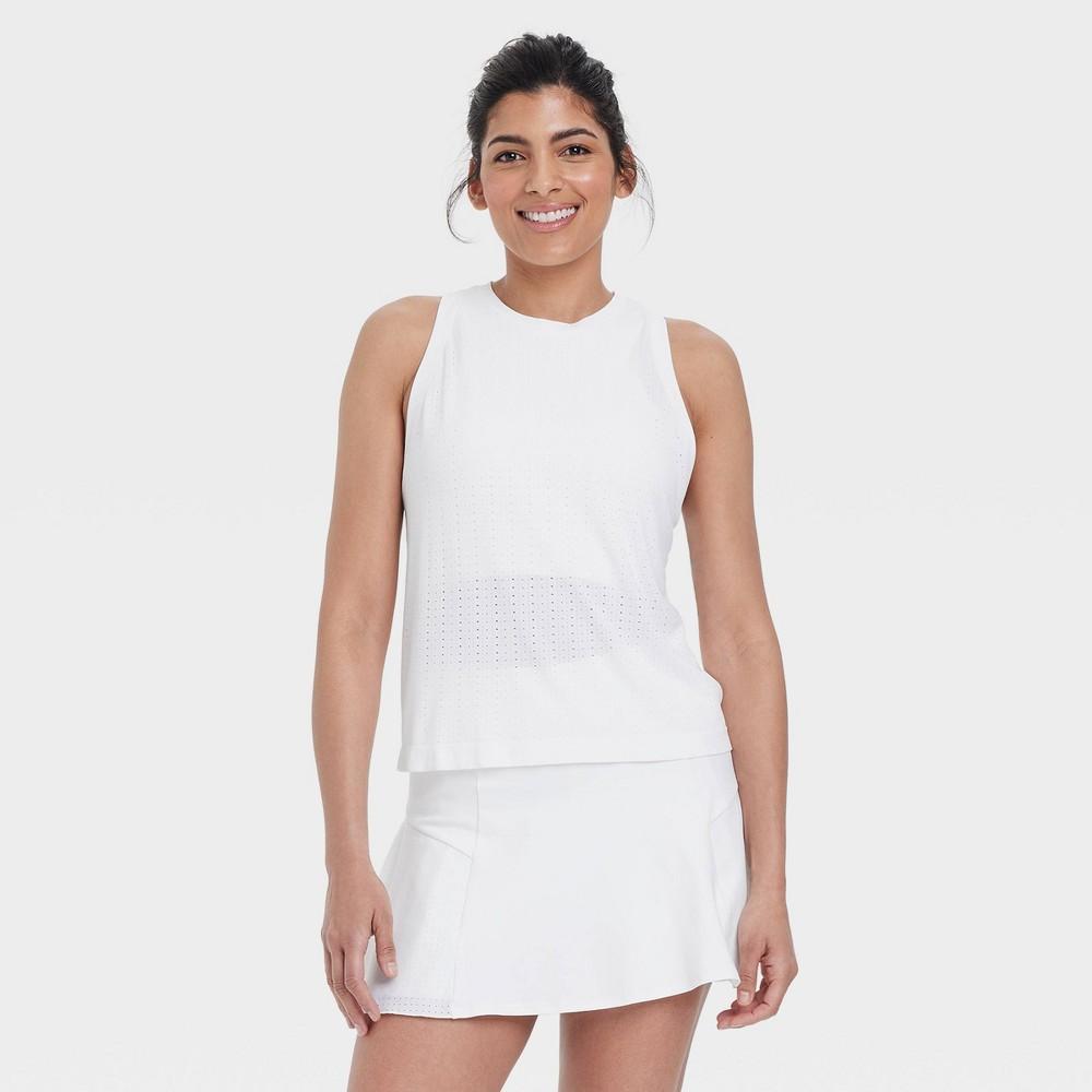 Womens Mesh Seamless Tank Top - All In Motion White L Product Image