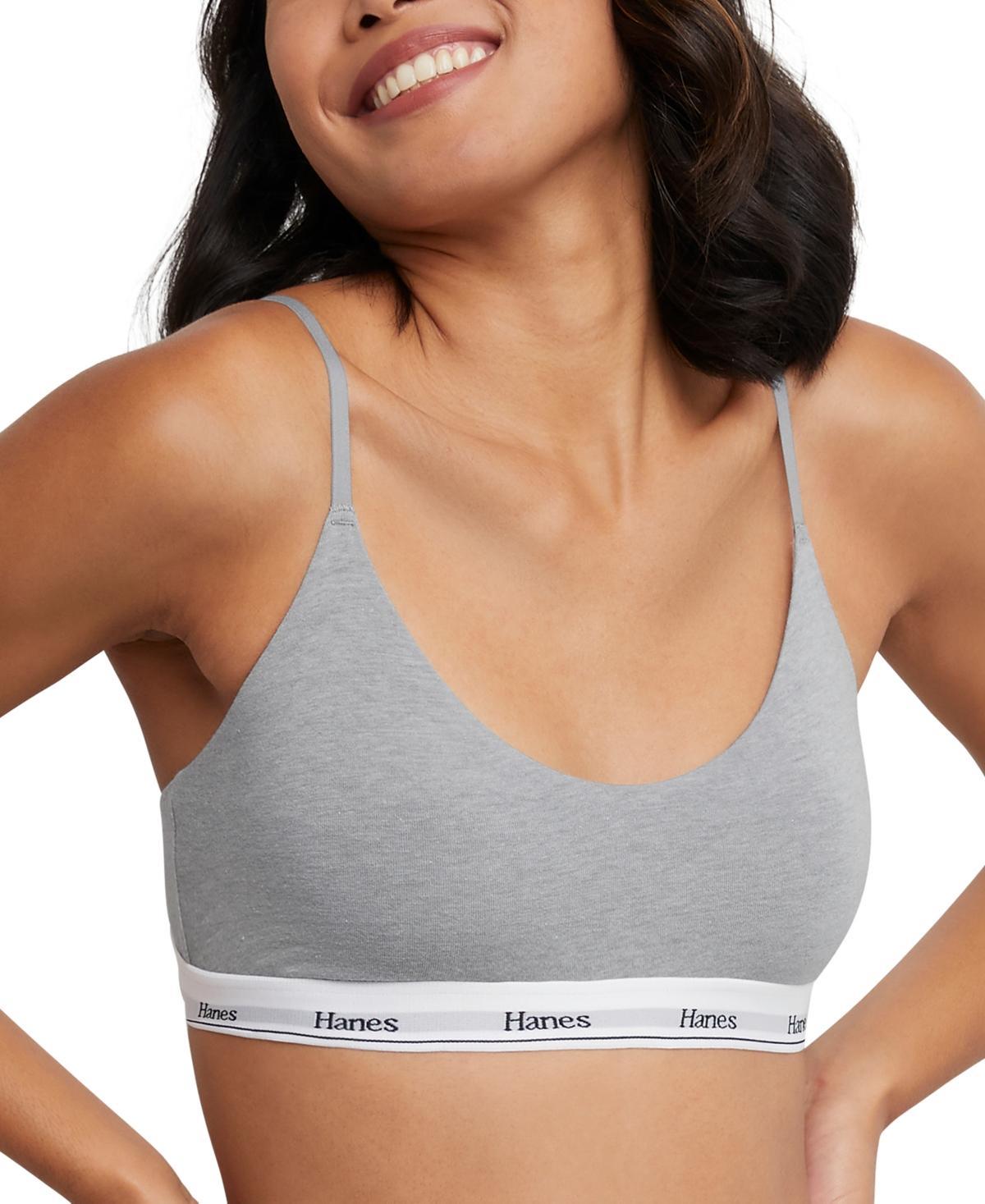 Hanes Originals Womens Cropped Bralette, Moisture-Wicking Stretch Cotton Shelton Red XL Product Image