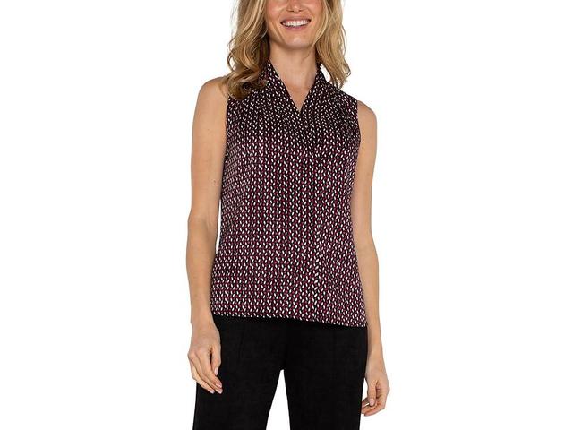 Liverpool Los Angeles Sleeveless Pleated Neck Woven Blouse Animal Jacquard Shirting (Star Ruby Dot) Women's Clothing Product Image