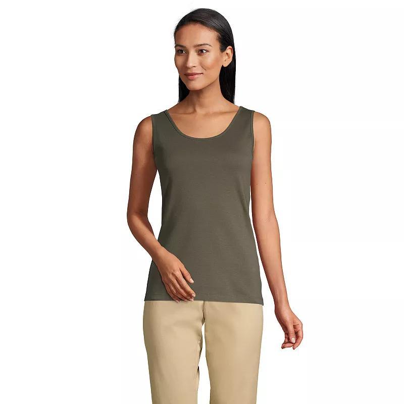 Petite Lands End Cotton Scoopneck Tank Top, Womens Product Image