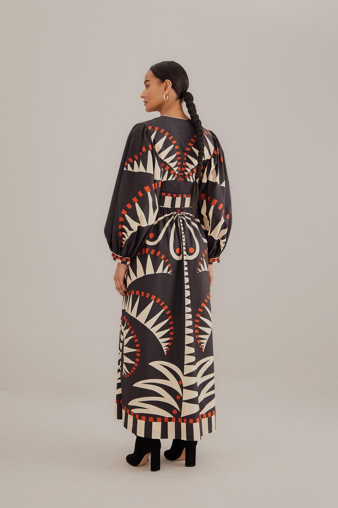 Black Coconut Grove Puff Sleeve Maxi Dress, COCONUT GROOVE BLACK / L Product Image