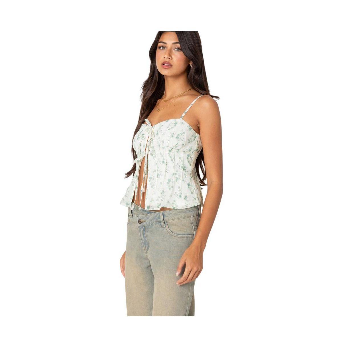 Edikted Womens Malmo Printed Tie Front Top Product Image