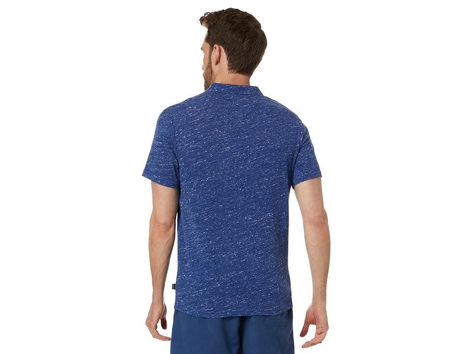 Lucky Brand Linen Short Sleeve Johnny Collar Polo (Blue Depths) Men's Clothing Product Image