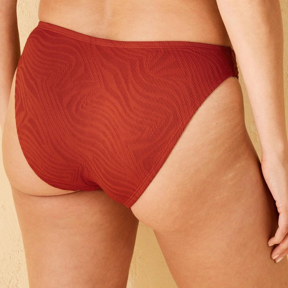 Women's Jacquard Extra High Leg Low-Rise Cheeky Bikini Bottom - Shade & Shore™ Brown M Product Image