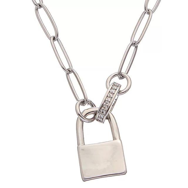 Juvell Cubic Zirconia Lock Necklace, Womens, Two Tone Product Image