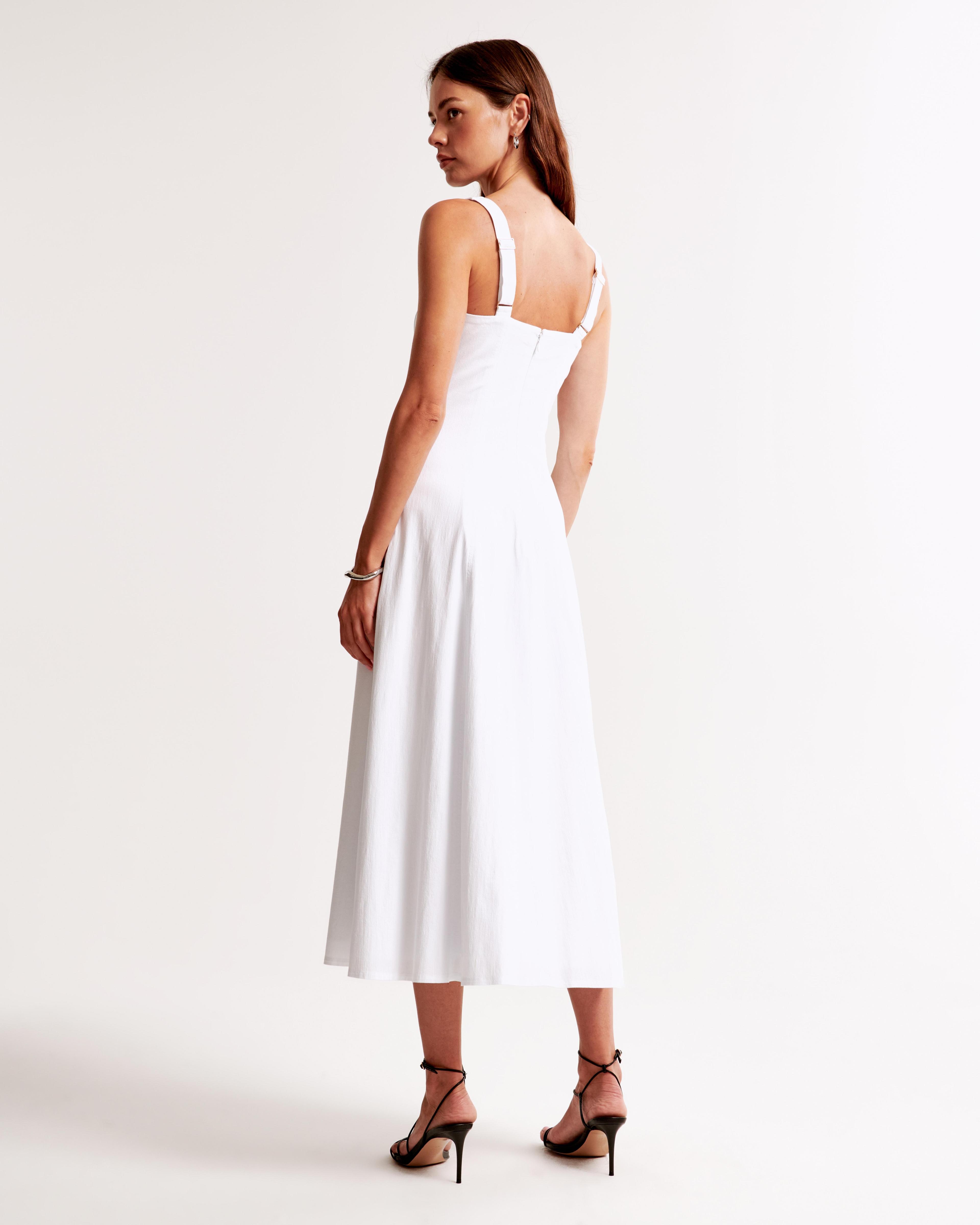 The A&F Mila Fit & Flare Stretch Midi Dress Product Image