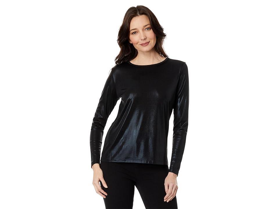 Elliott Lauren Glimmer Knit Long Sleeve Shimmer Top (Lead) Women's Clothing Product Image