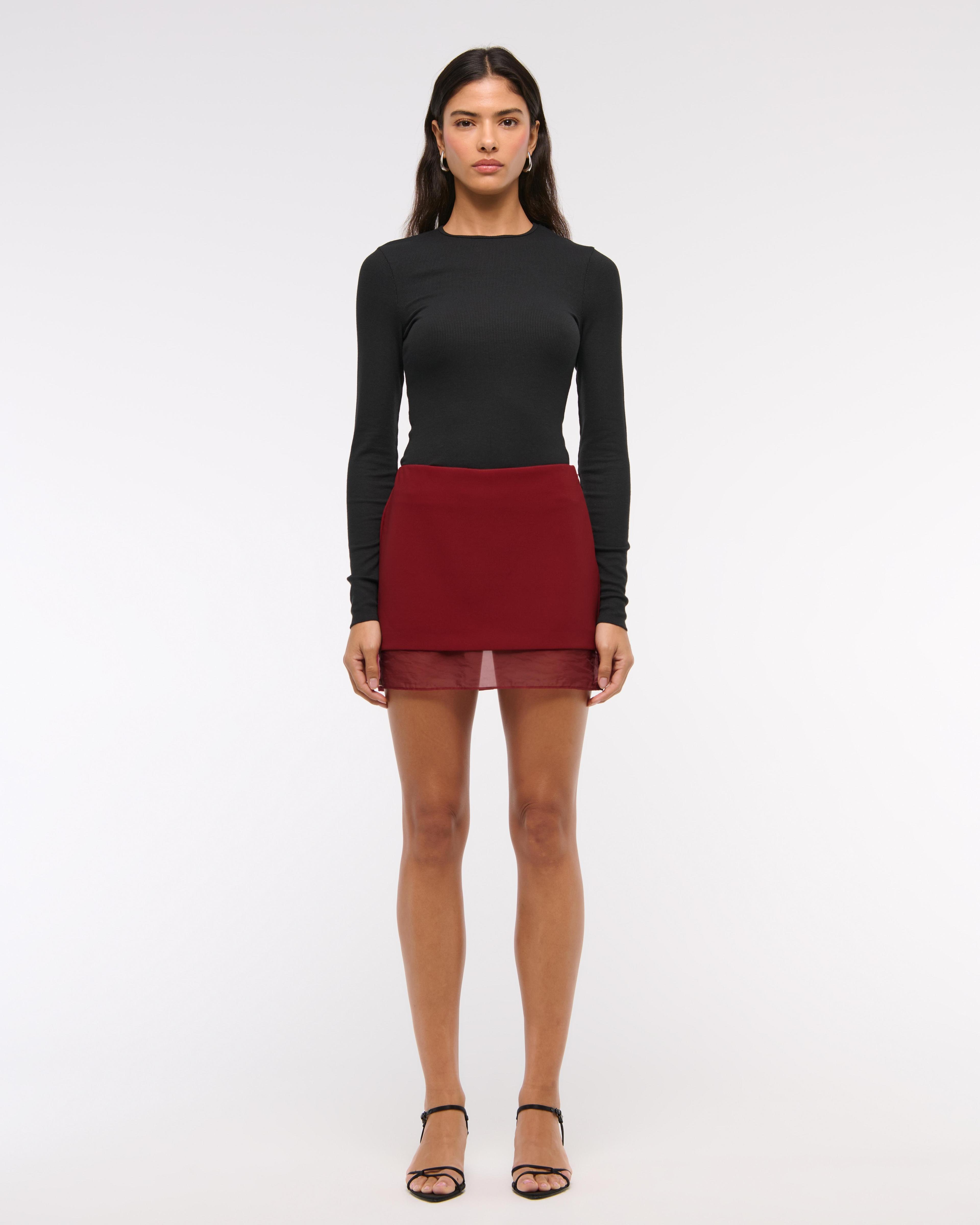 Mid Rise Sheer Hem Mini Skort Product Image