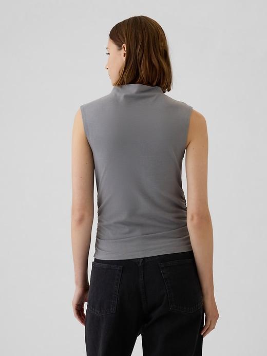 Modern Funnel-Neck Ruched Tank Top Product Image