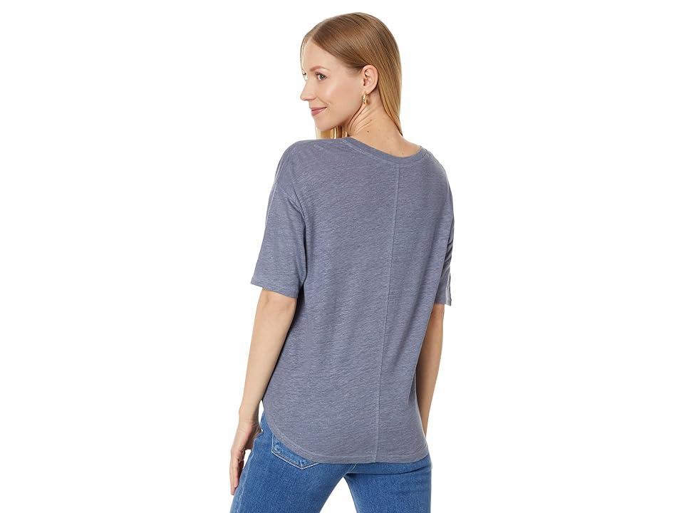 Faherty Linen V Neck Tee (Folkstone) Women's Clothing Product Image