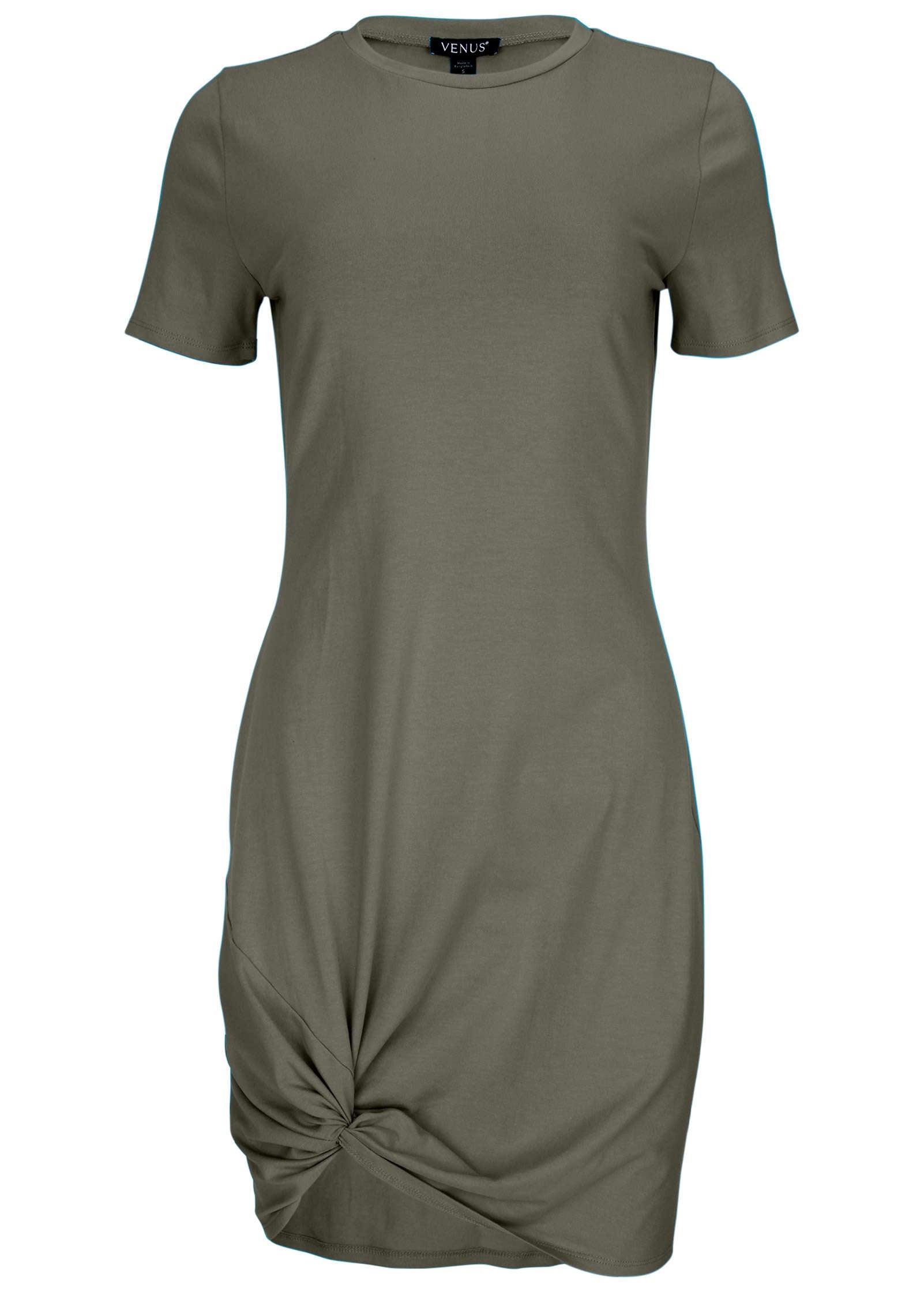 Side Twist T-Shirt Dress - Olive Product Image