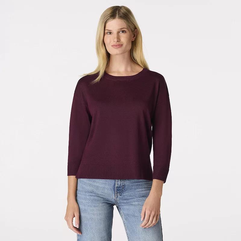 Womens Cable & Gauge 3/4 Sleeve Pullover Sweater Product Image