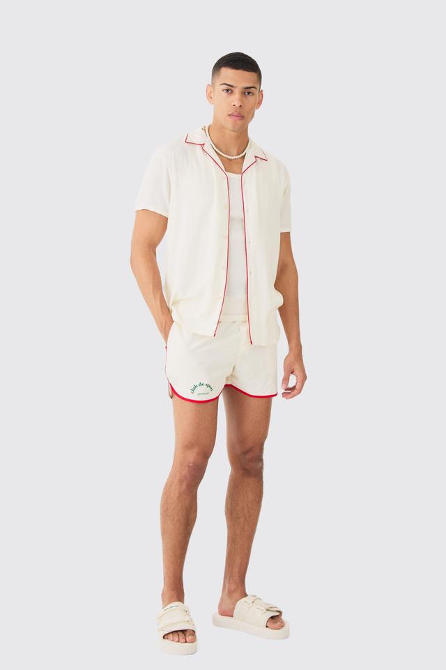 Short Sleeve Club De Sport Shirt & Swim Set | boohooMAN USA Product Image