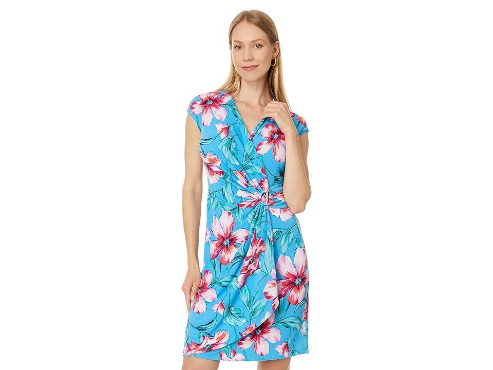 Tommy Bahama Clara Stripe Barts Blossom Dress (Pacific Cyan) Women's Dress Product Image