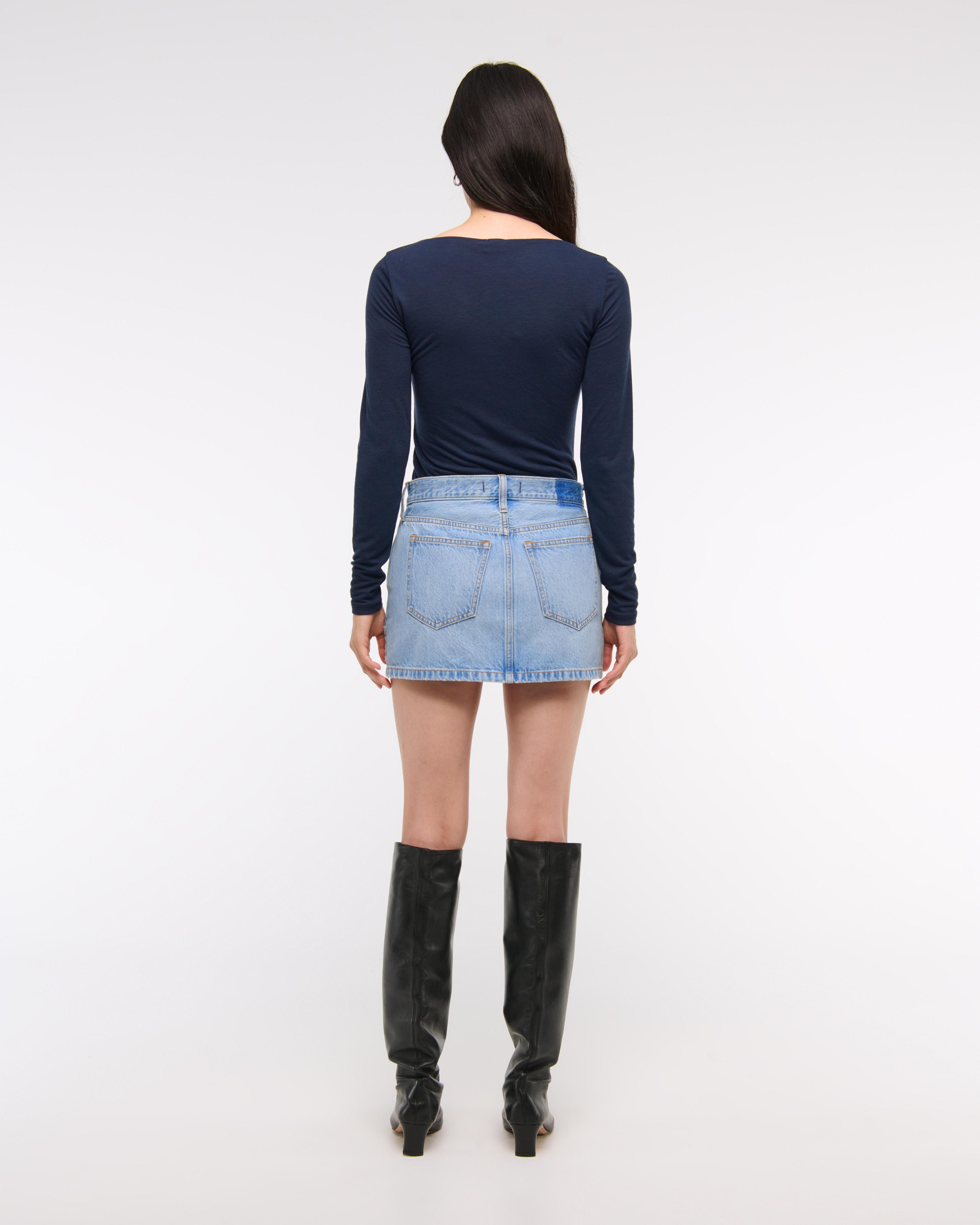 Low Rise Denim Mini Skirt Product Image