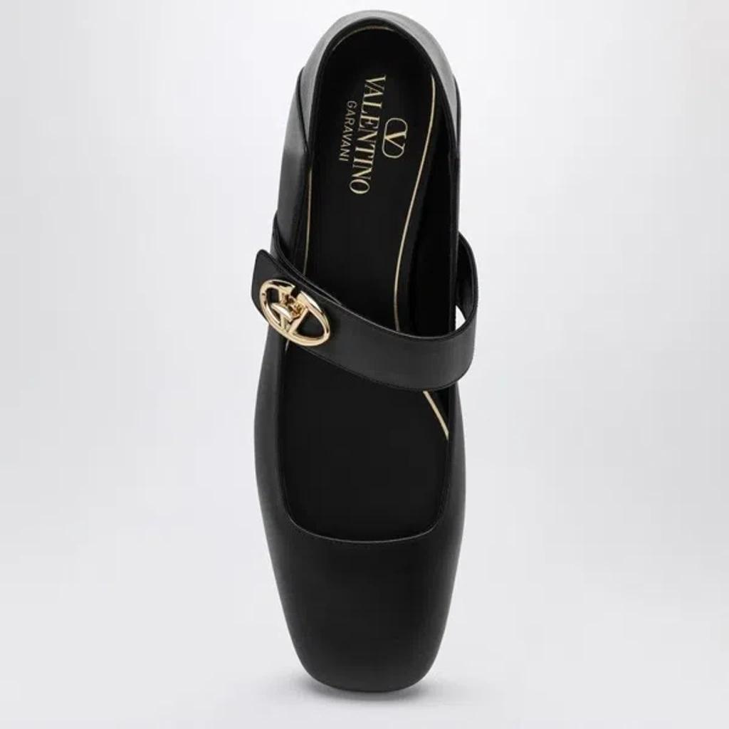 VALENTINO GARAVANI Ballerina Vlogo Locker T. 05 Gold Logo In Black Product Image