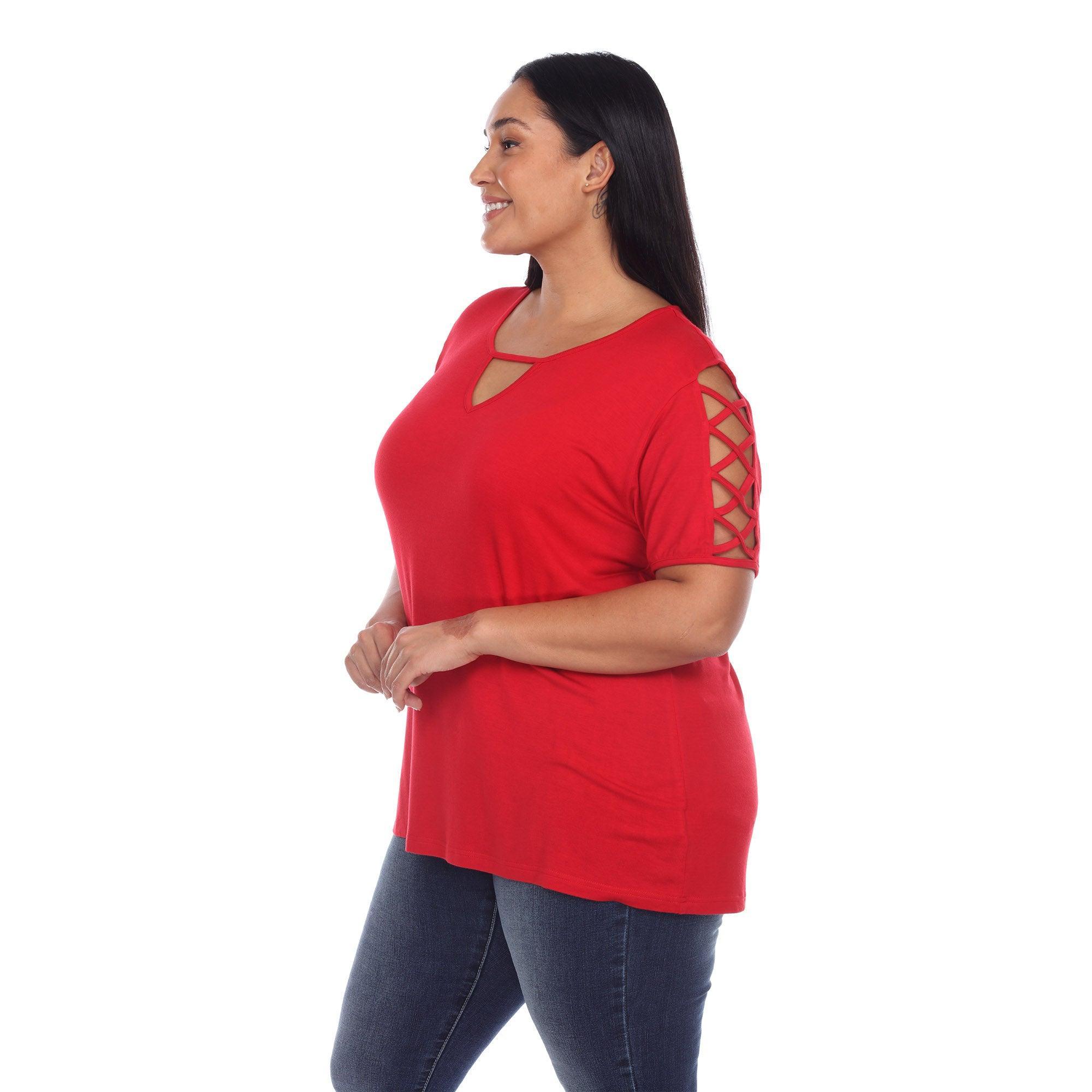 Keyhole Neck Cutout Short Sleeve Top - Plus Product Image