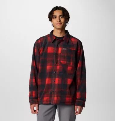 Mens Columbia Steens Mountain Plaid Shirt Jacket Blue Red Omblur Product Image