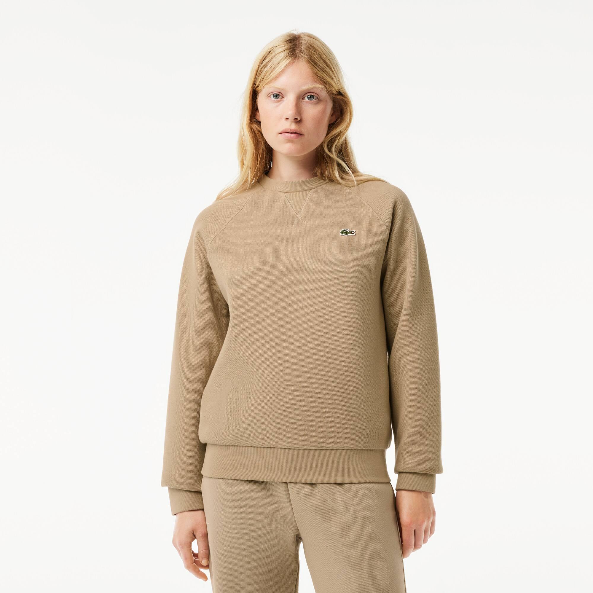 Women’s Crew Neck Double-sided Piqué Jogger Sweatshirt Product Image