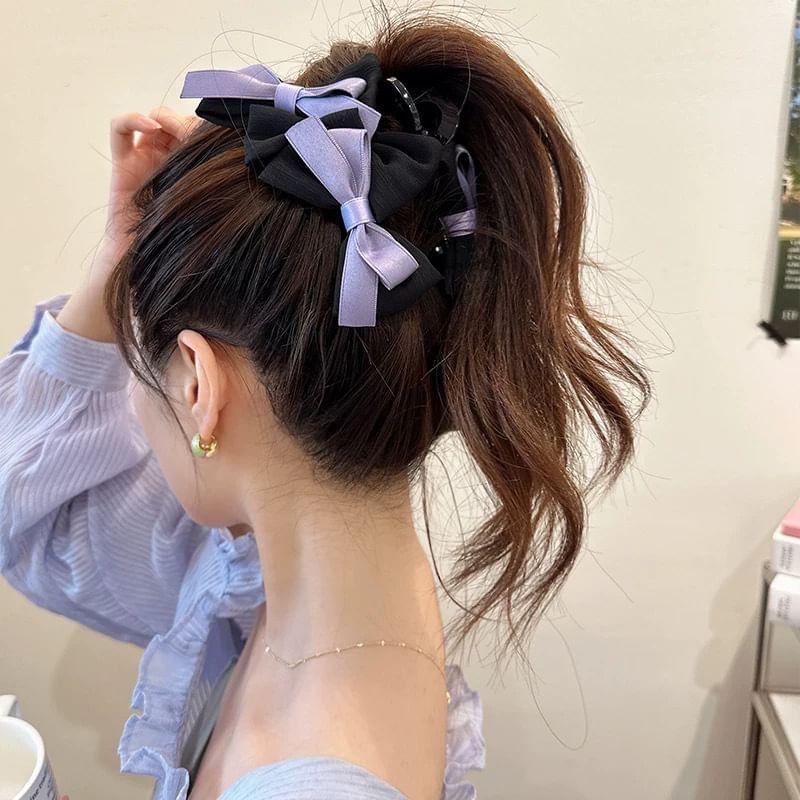 Ribbon Bow Fabric Hair Claw Clip Product Image