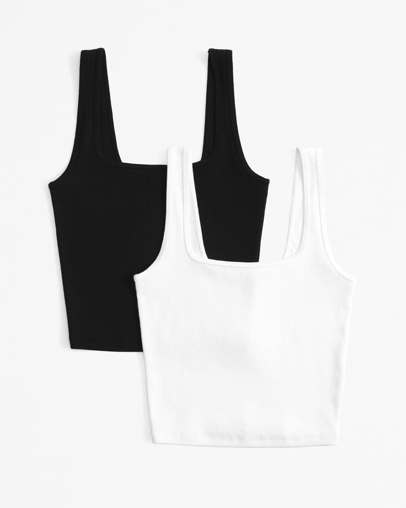 2-Pack Essential Cropped Squareneck Rib Tank product image