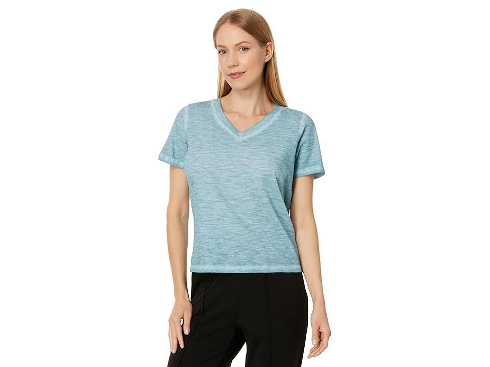 Eileen Fisher V-Neck Short Sleeve Tee (Seafoam) Women's T Shirt Product Image