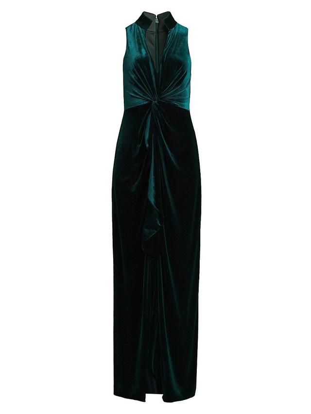 Womens Stretch-Velvet Sleeveless Column Gown Product Image