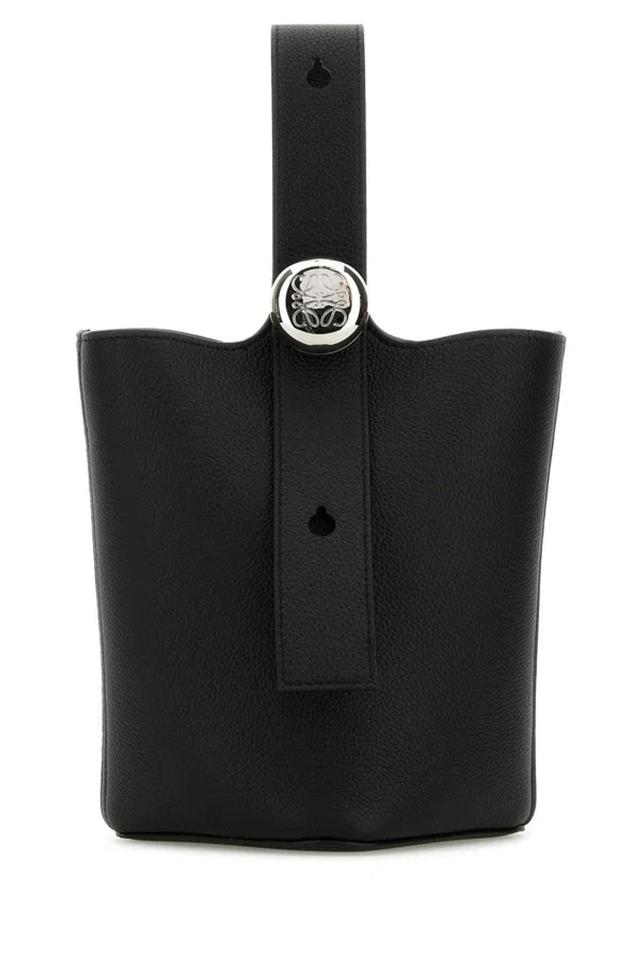 LOEWE Womens Black Pebble Mini Leather Bucket Bag Product Image