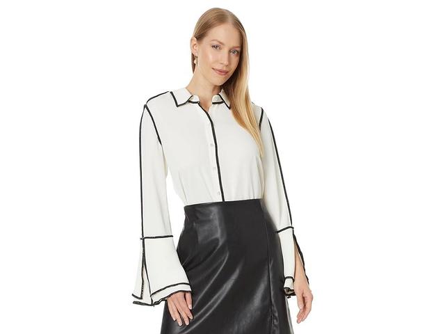 NIC+ZOE Touch Of Trim Shirt (Classic Cream) Women's Clothing Product Image