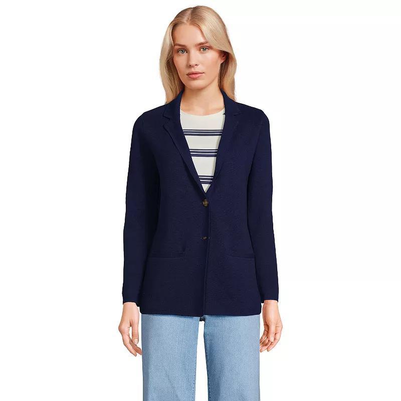 Lands End Womens Fine Gauge Cotton Button Front Blazer Sweater Product Image