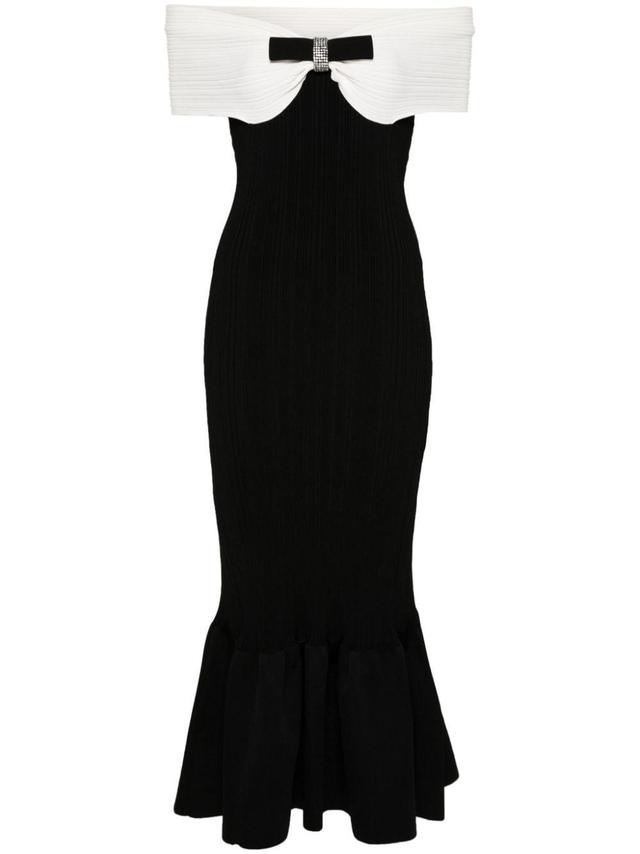 bow-detail ribbed midi dress Product Image