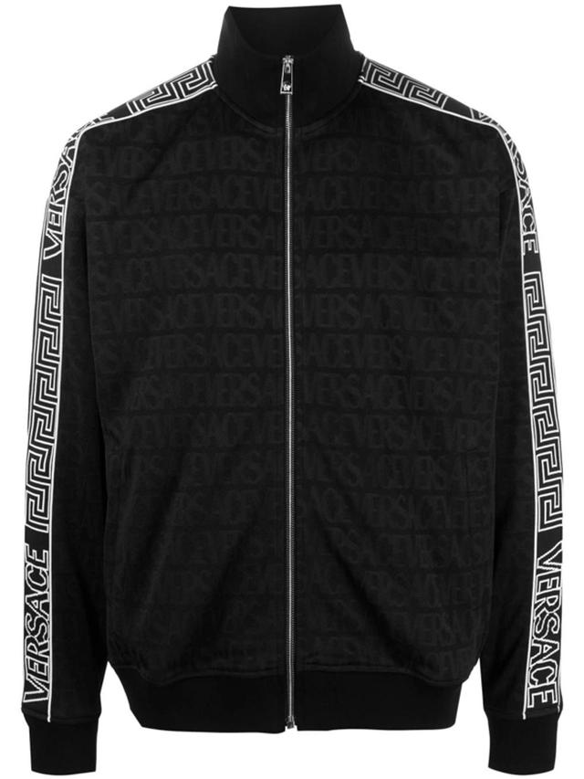 Allover-pattern Cotton Track Jacket In Black Product Image