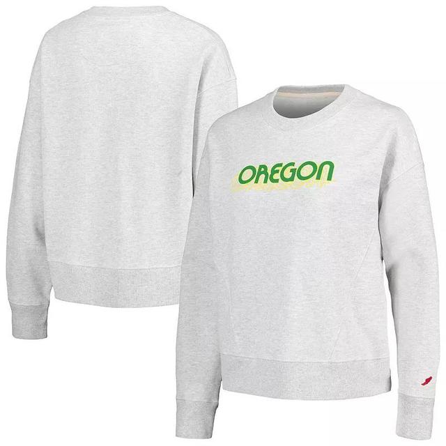 Womens League Collegiate Wear Ash Oregon Ducks Boxy Pullover Sweatshirt Product Image