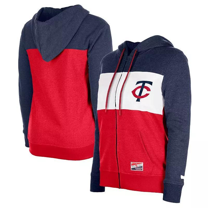 Womens New Era Minnesota Twins Colorblock Full-Zip Hoodie Jacket Blue Product Image