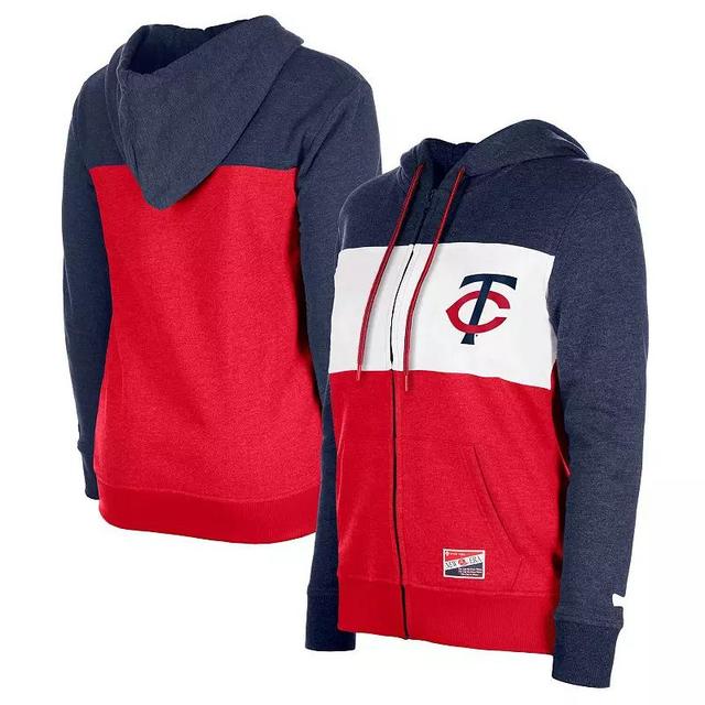 Womens New Era Minnesota Twins Colorblock Full-Zip Hoodie Jacket Blue Product Image